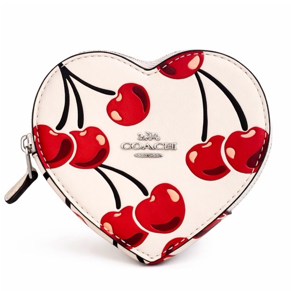 Coach Handbags - Coach Cherry Print Heart Coin Purse CZ477 Red Cherry Mini Zip Pouch